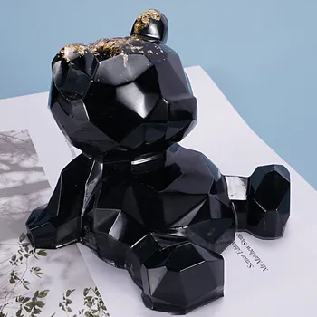 3D Кристален геометричен cartoony мечка Силиконова форма за занаяти и ръчно изработени UV-епоксидни смоли, гипс форми, занаяти, украса за дома