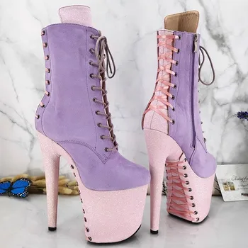 LAIJIANJINXIA / Нови Модни Дамски Модерни обувки на платформа и висок ток 20 см/8 инча За танци на един стълб