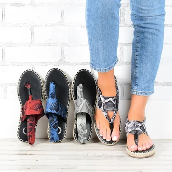 Дамски сандал, модерен чехли с змеиным принтом, дамски градинска ежедневни удобни обувки на равна подметка, жените летни дамски обувки 2022